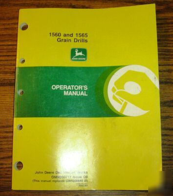 John deere 1560 1565 grain drill operator's manual jd