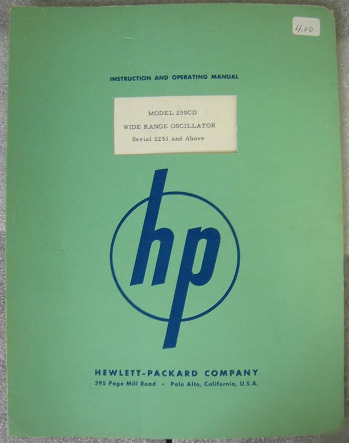 Hp 200CD audio oscillator manual