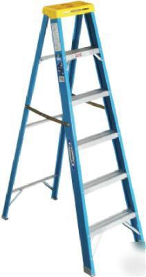 708453 6', blue, heavy duty, fiberglass stepladder