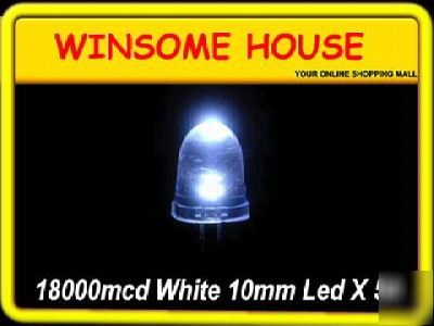 Ultra bright 18000MCD white 10MM led x 50PCS